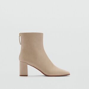 MANGO - Block ankle boots with square toe ecru - 7½ - Woman